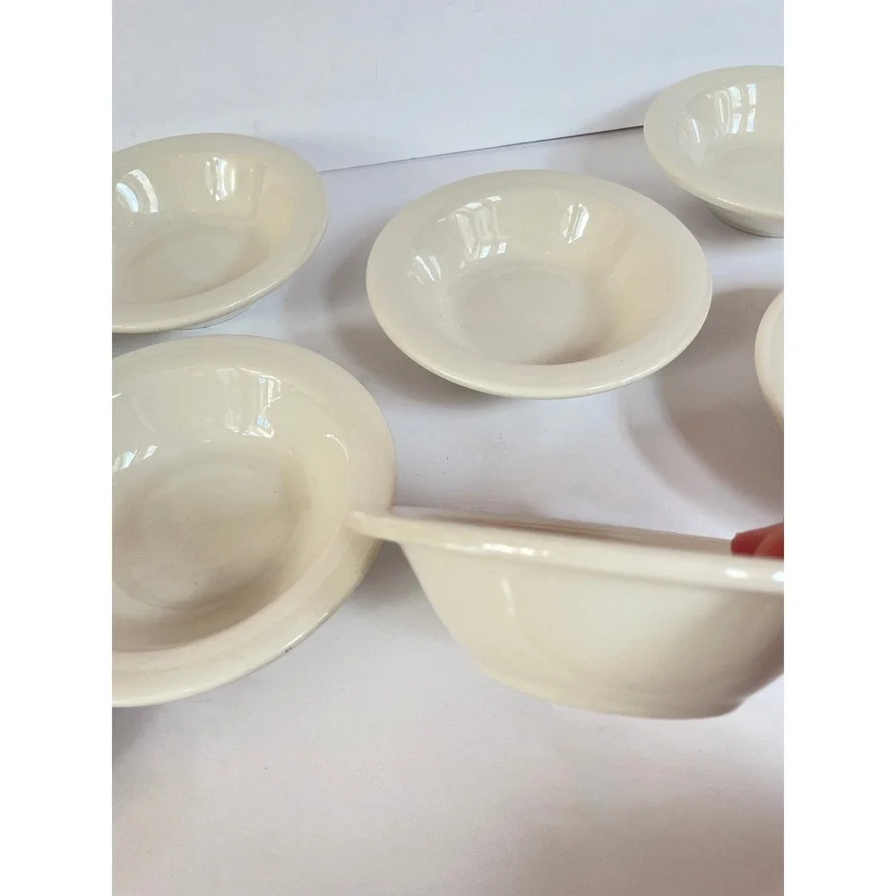 Vintage Cream Ironstone Oneida Buffalow Fruit Bowls Set of 8‎ Off White Ceramic